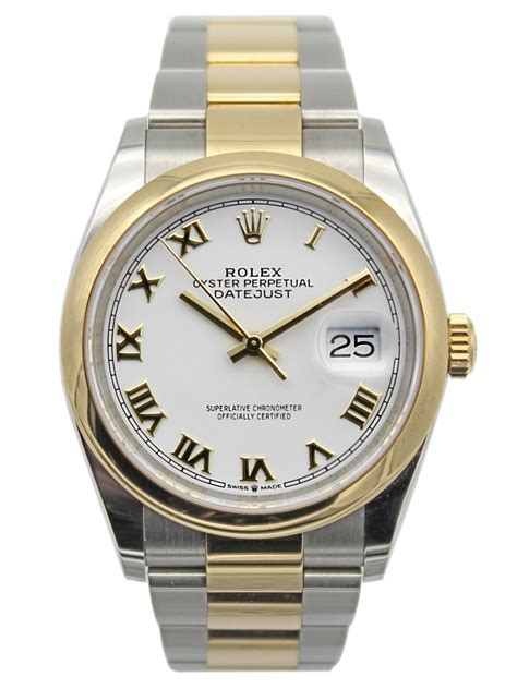 rolex white dial datejust two tone|rolex datejust 36mm two tone.